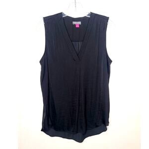 Vince Camuto black silky v-neck sleeveless blouse - small